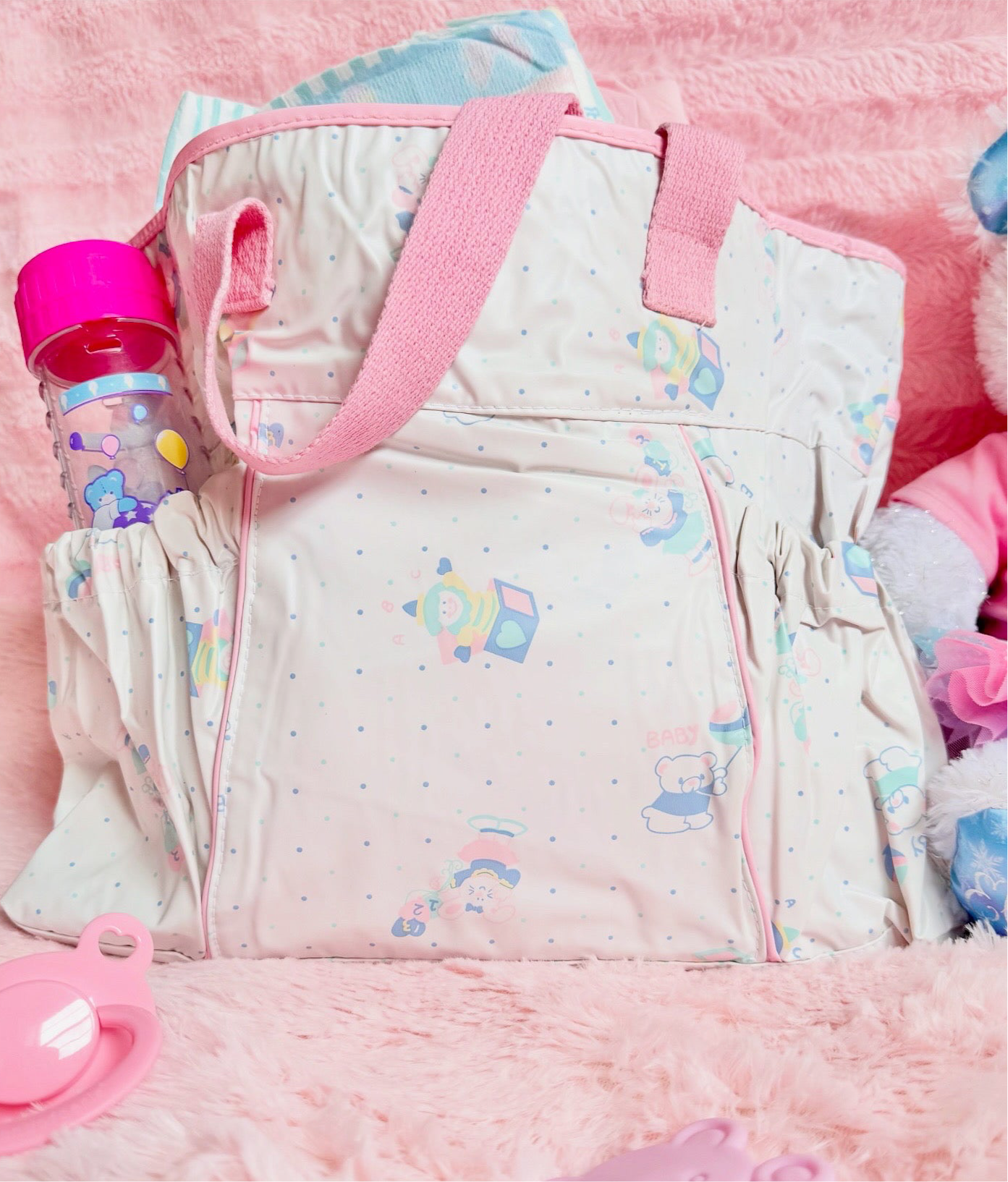 Cutie Pie Pastel Pink & White Circus Diaper Bag