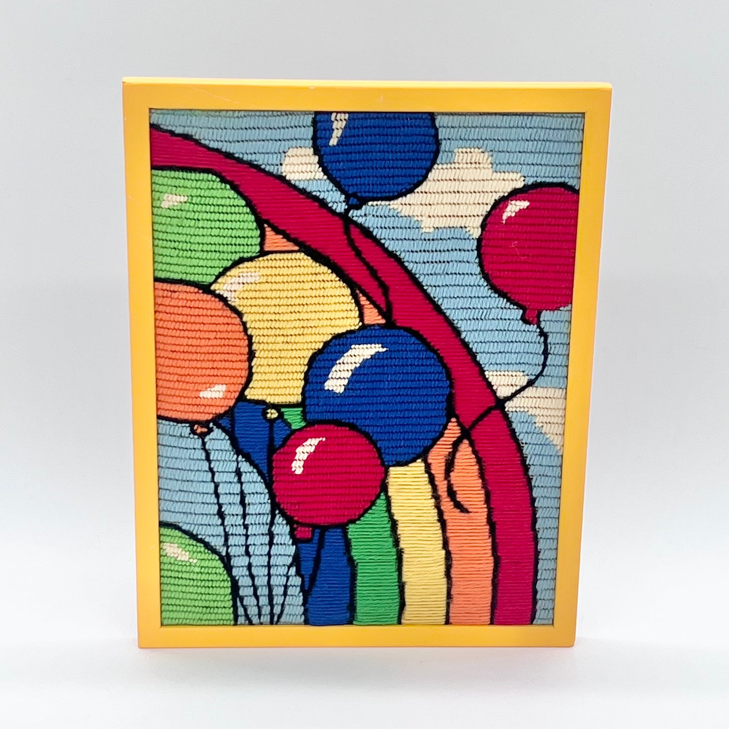 Vintage Rainbow Balloons Needle Point Art