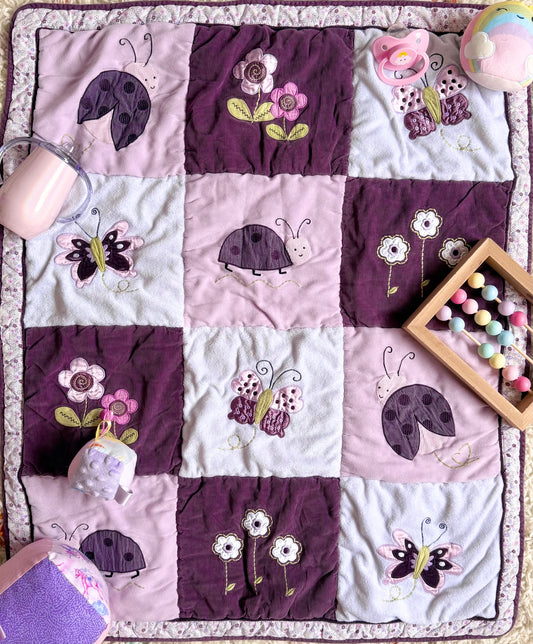 Purple Garden Of Love Bugs Quilt