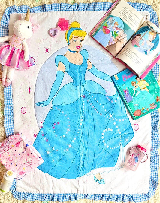 Handmade Cinderella Blue Gingham Quilt