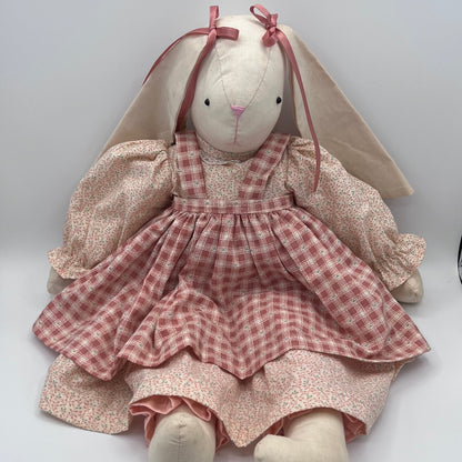 21" Vintage Handmade Fabric Stuffed Bunny