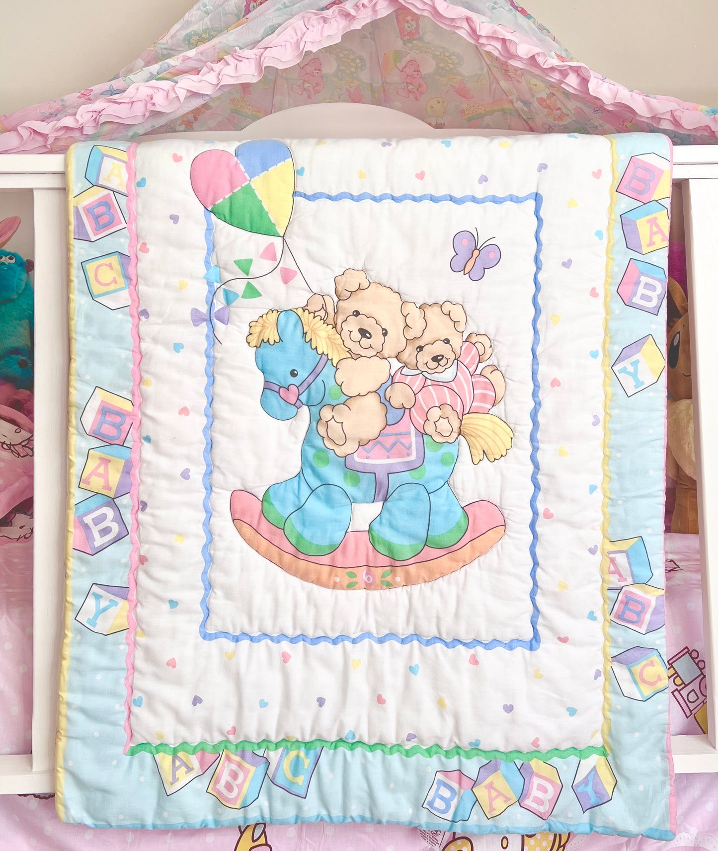 Vintage Pastel Baby Bear Quilt