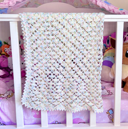 Ornate pastel Rainbow Crochet Blanket