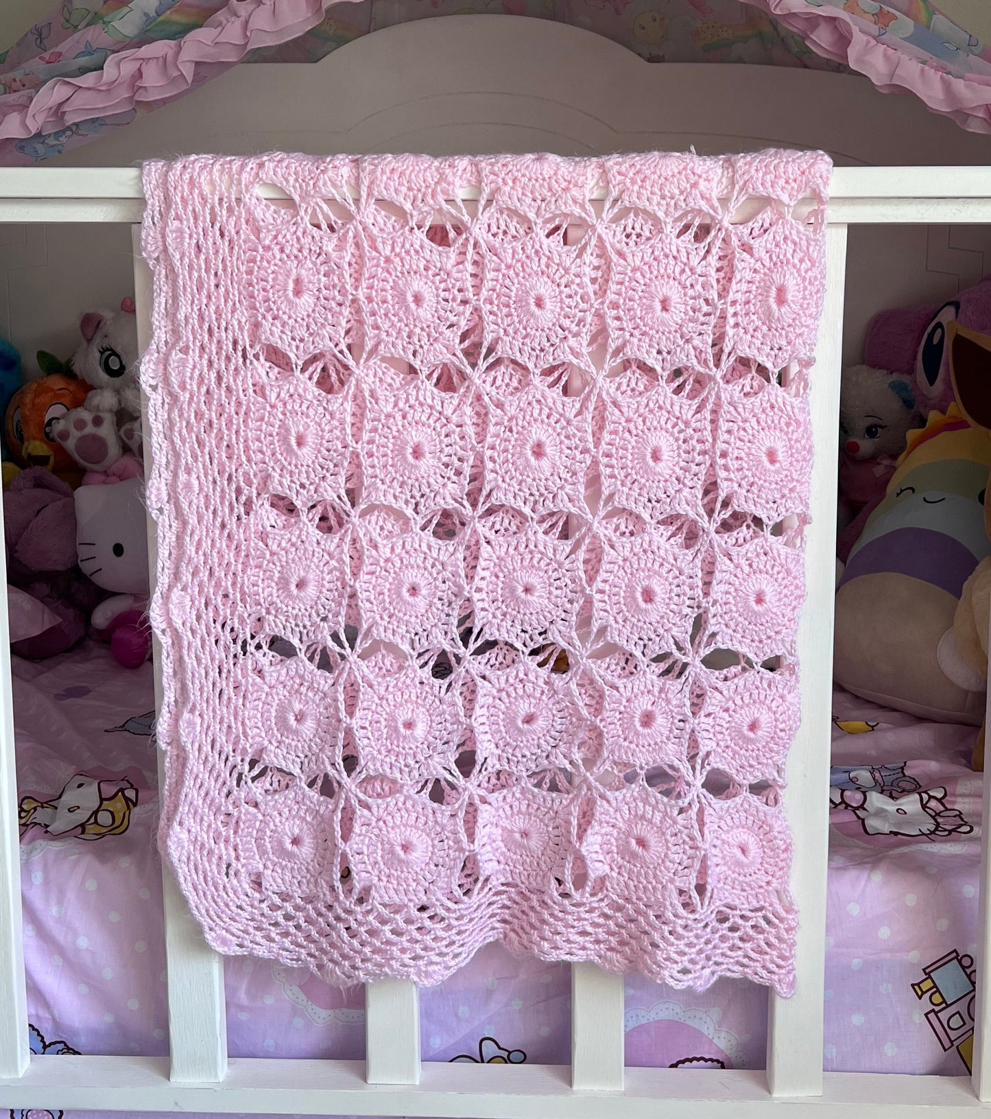 Ornate Pastel Pink Crochet Blanket