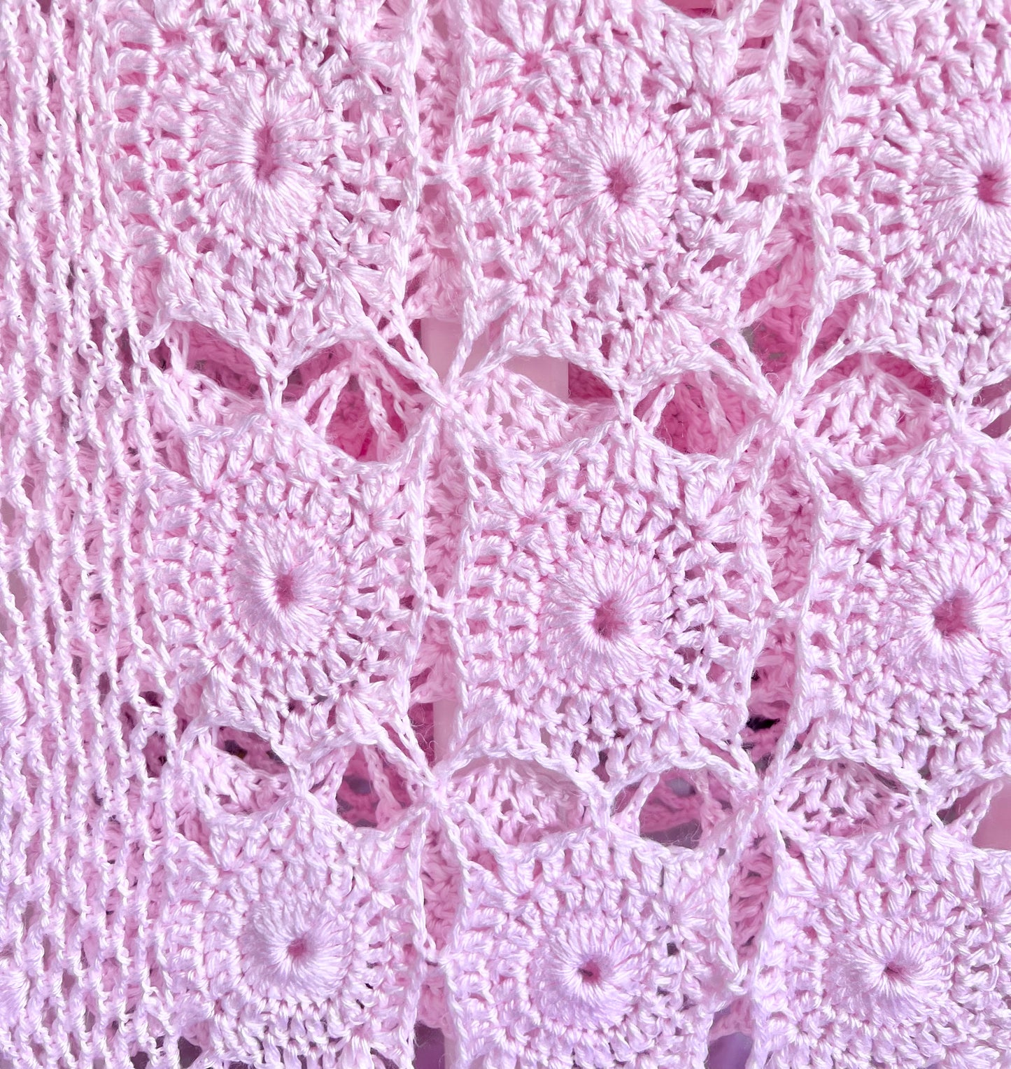 Ornate Pastel Pink Crochet Blanket