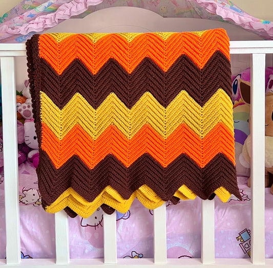 Vintage Autumn Chevron Pattern Blanket