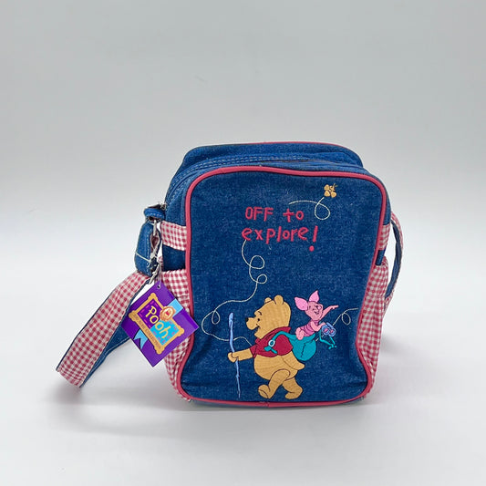 Winnie The Pooh & Piglet Red Gingham & Denim Diaper Bag