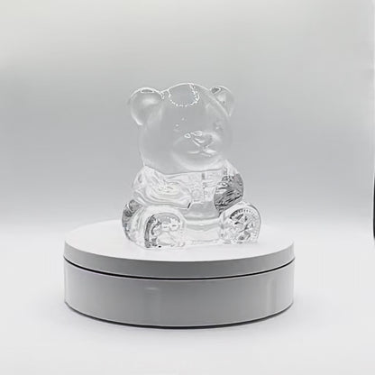 Glass Teddy Bear Candle Holder